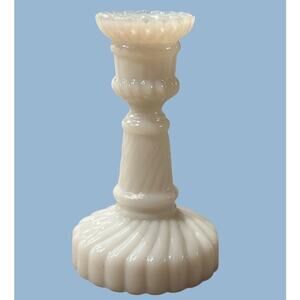 Vtg Miniature White Opaline Milk Glass Candle Stick Column Doll House Retro Gift